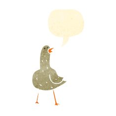 retro cartoon bird with speech bubble N2
