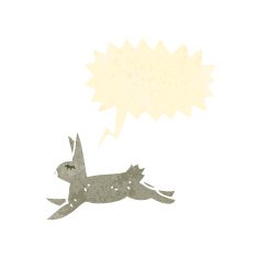 retro cartoon running rabbit