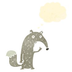 funny wolf retro cartoon