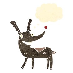 red nosed reindeer retro cartoon