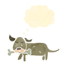 retro cartoon dog with bone
