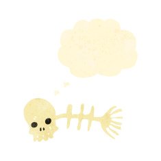 spooky fish bones retro cartoon