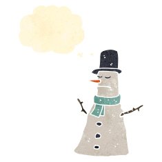retro cartoon snowman