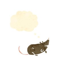 retro cartoon mouse with thought bubble N3