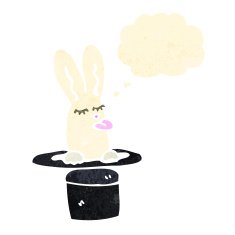 retro cartoon white rabbit in hat