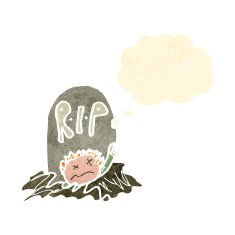 child's drawing of a zombie rising from grave N3