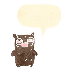 tired bear retro cartoon