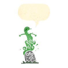 retro cartoon ghost rising from grave N3