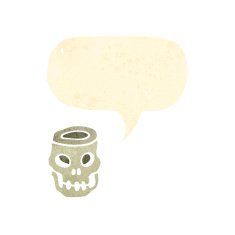 retro cartoon spooky skull bowl
