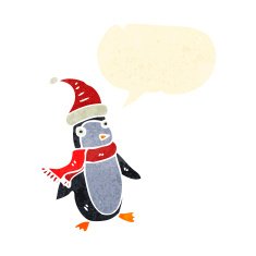 happy retro cartoon penguin N2