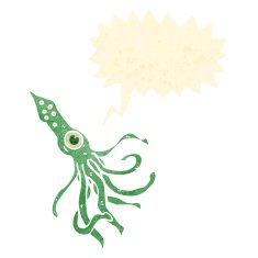 retro cartoon giant octopus