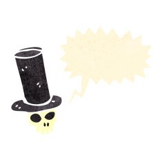 retro cartoon skull in top hat