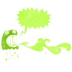 retro cartoon glowing green ghost