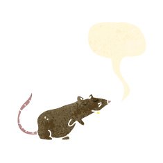 retro cartoon rat with speech bubble N2