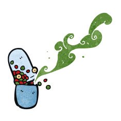 retro cartoon medical capsule