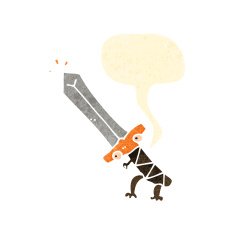 retro cartoon magic sword