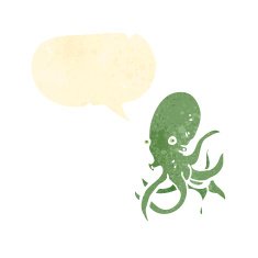 retro cartoon octopus with spech bubble N2