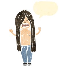 retro cartoon long hair hippie man