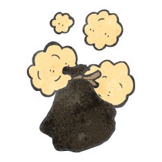 retro cartoon rubbish bag