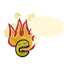 retro cartoon flaming face symbol N2