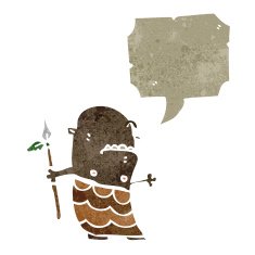retro cartoon tribal man N3