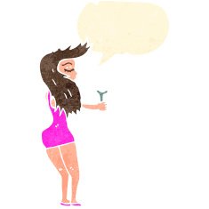 cartoon woman drinking cocktail N5