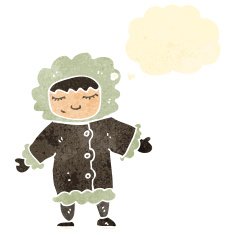 retro cartoon eskimo with thought bubble