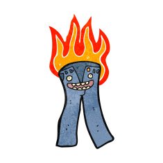 retro cartoon burning jeans