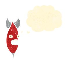 retro cartoon bomb with thought bubble
