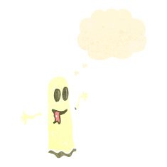 cartoon ghost with thought bubble N37