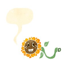 happy retro cartoon flower