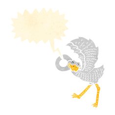 retro cartoon ostrich N2