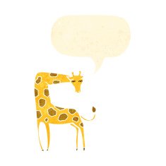 retro cartoon giraffe with speech bubble N2