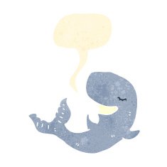 retro cartoon whale with speech bubble N5