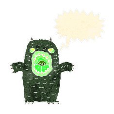 retro cartoon roaring monster