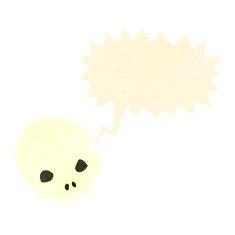 cartoon shrieking skull N10