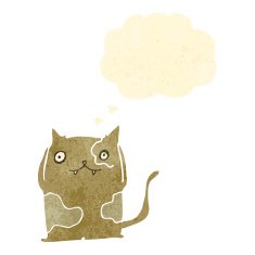 retro cartoon cat with thought bubble N8