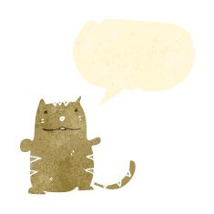 retro cartoon cat with speech bubble N8
