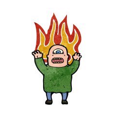 retro cartoon flaming ogre