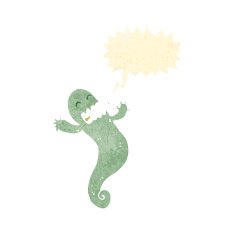 retro cartoon shrieking ghost N3