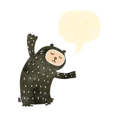 retro cartoon bear with speech bubble N3