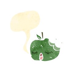 retro cartoon talking apple