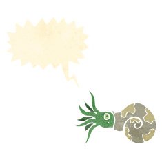 retro cartoon nautilus squid