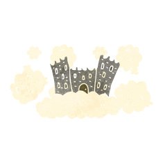 retro cartoon castle on cloud N3