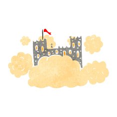 retro cartoon castle on cloud N4