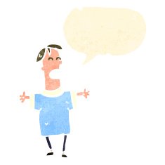 retro cartoon happy man with speech bubble