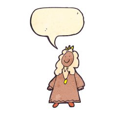 child's drawing of a king with speech bubble