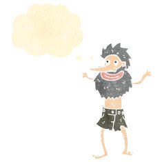 retro cartoon castaway man