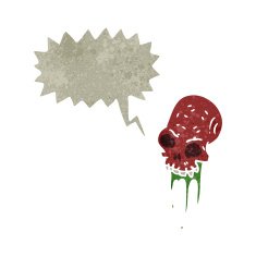 retro cartoon slimy skull N2