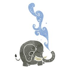 retro cartoon elephant squirting water N4